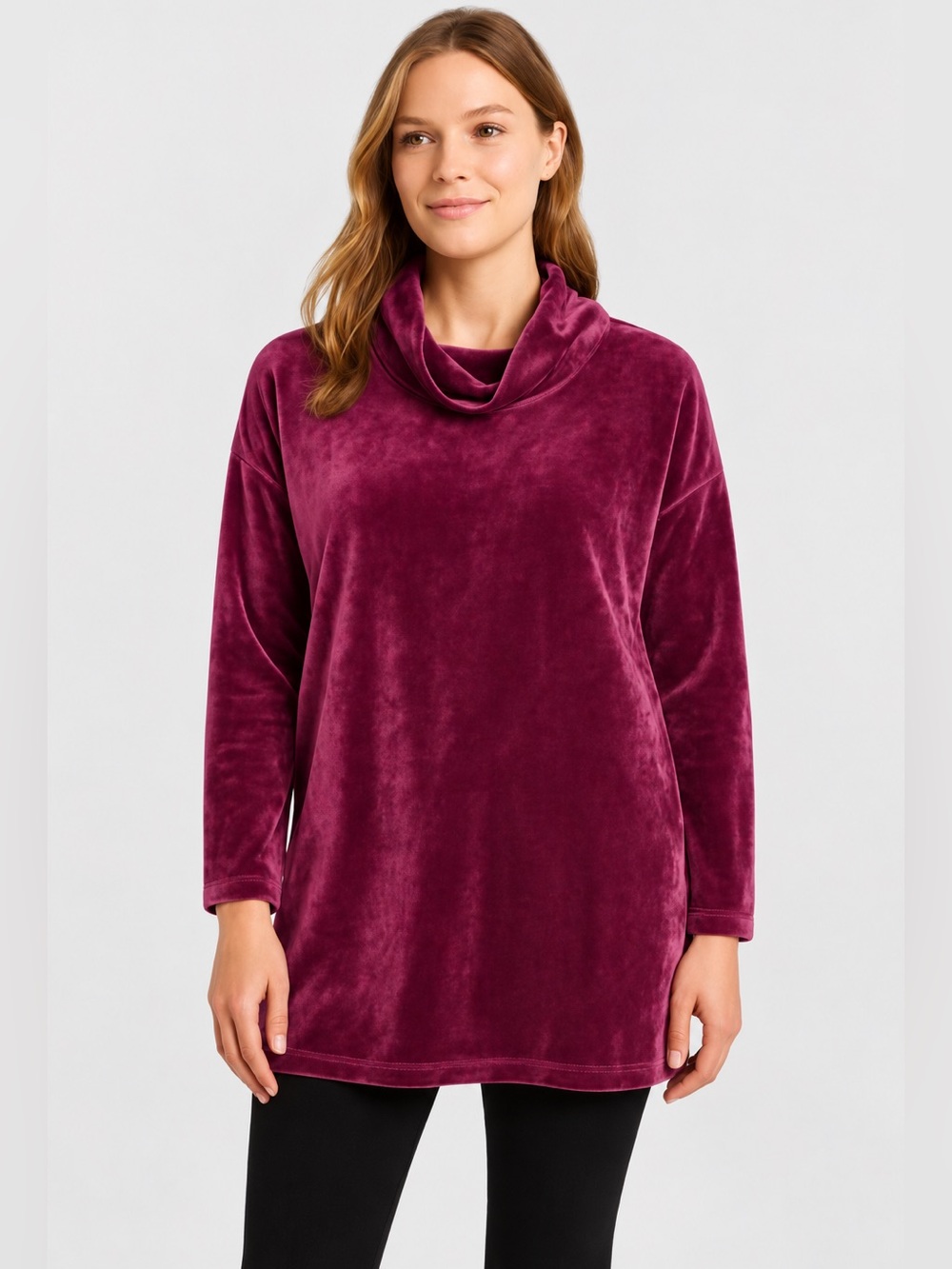 J. Jill PureJill Crushed Velour Cowl Neck Tunic Top XL Comfy Cozy Lounge Casual